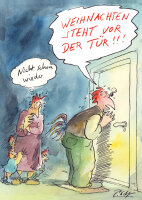 Peter Gaymann Postkarte Weihnachten Weihnachten steht vor...
