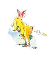 Peter Gaymann Poster Huhn mit Korkenzieher