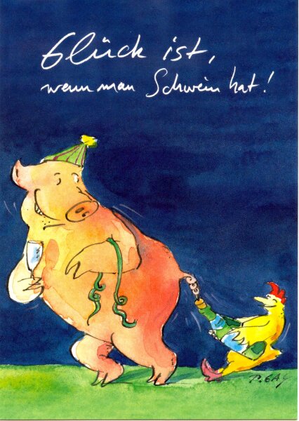 Peter Gaymann Postkarte Weihnachten Korkenzieher