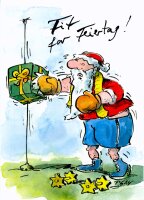 Peter Gaymann Postkarte Weihnachten Fit for Feiertag
