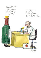 Peter Gaymann Postkarte Herr Doktor - ich glaub ich hab Kork
